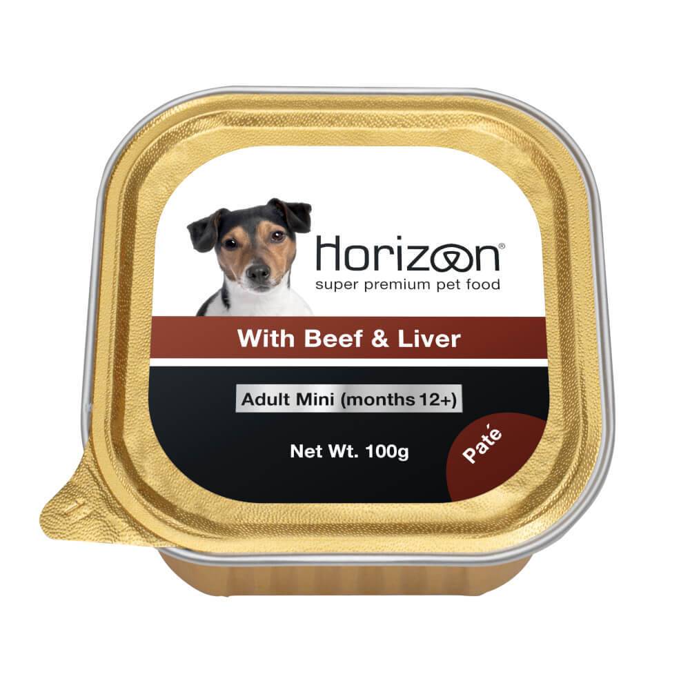 הוריזן שימורי מזון בקר וכבד לכלב מגזע קטן 100 גרם horizon beef & liver