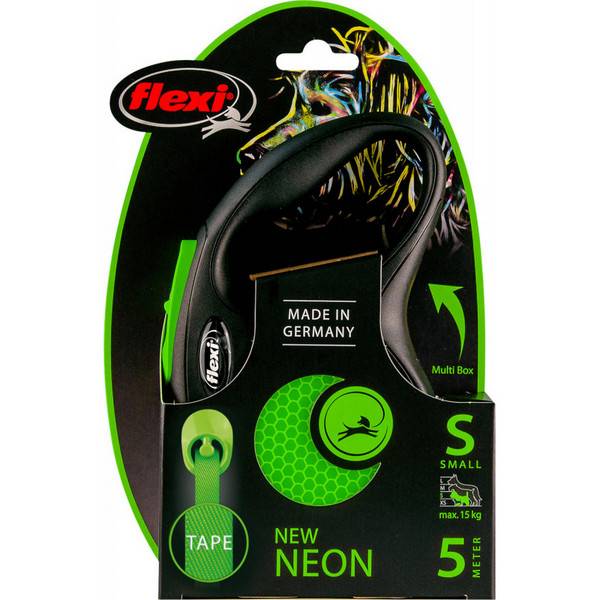 Flexi new Neon רצועה נמתחת נאון S ירוק
