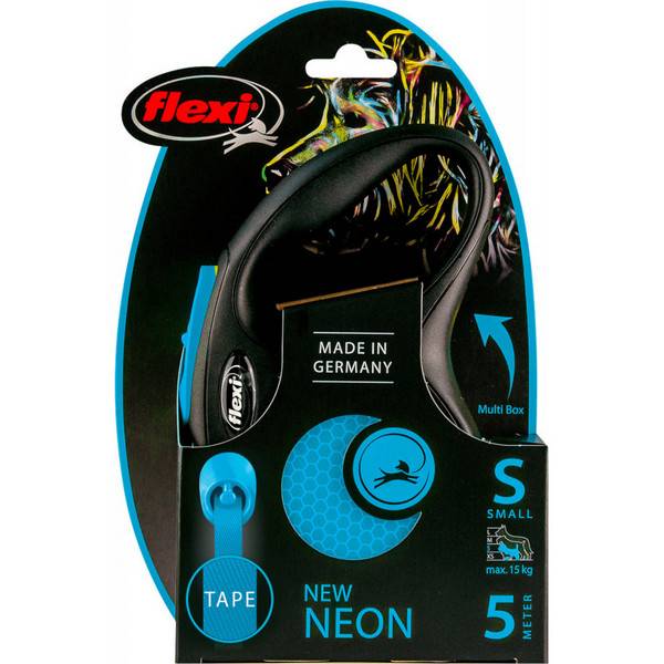 Flexi new Neon רצועה נמתחת נאון S כחול
