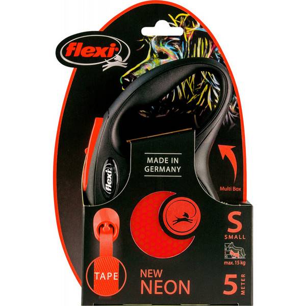 Flexi new Neon רצועה נמתחת נאון S כתום