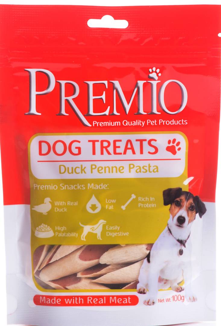 פרמיו חטיף לכלב ברווז premio duck penne - 100 גרם
