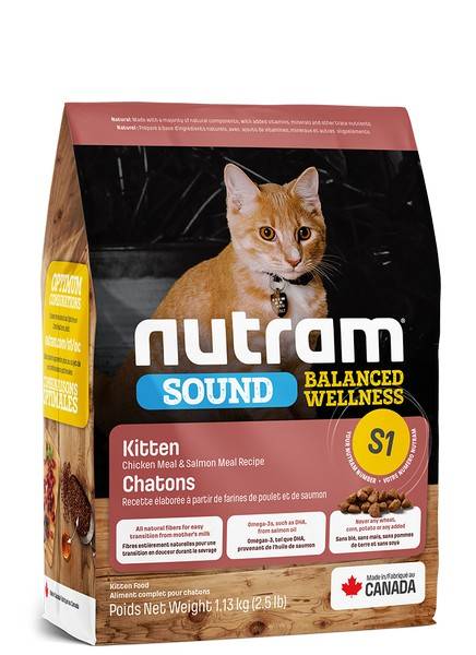 נוטרם S1 לגורי חתולים עוף וסלמון Nutram S1 for kit - 1.13 ק"ג